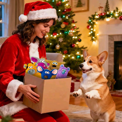 Squeaky Dog Toys, No Stuffing 5 Pack Crinkle Dog Toy for Small,Medium Large Dogs, Not for Aggressive Chewers, Indoor Outdoor Training,Dog,Donkey,Cow,Rhino,Hipo.