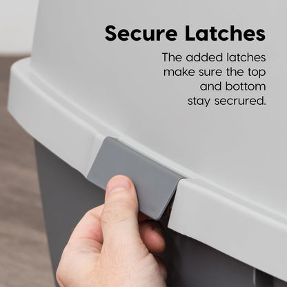 IRIS USA Cat Litter Box, Large Litter Box Enclosure with Front Door Flap and Scoop, Covered Kitty Litter Box with Handle and Buckles for Portability and Privacy, Gray