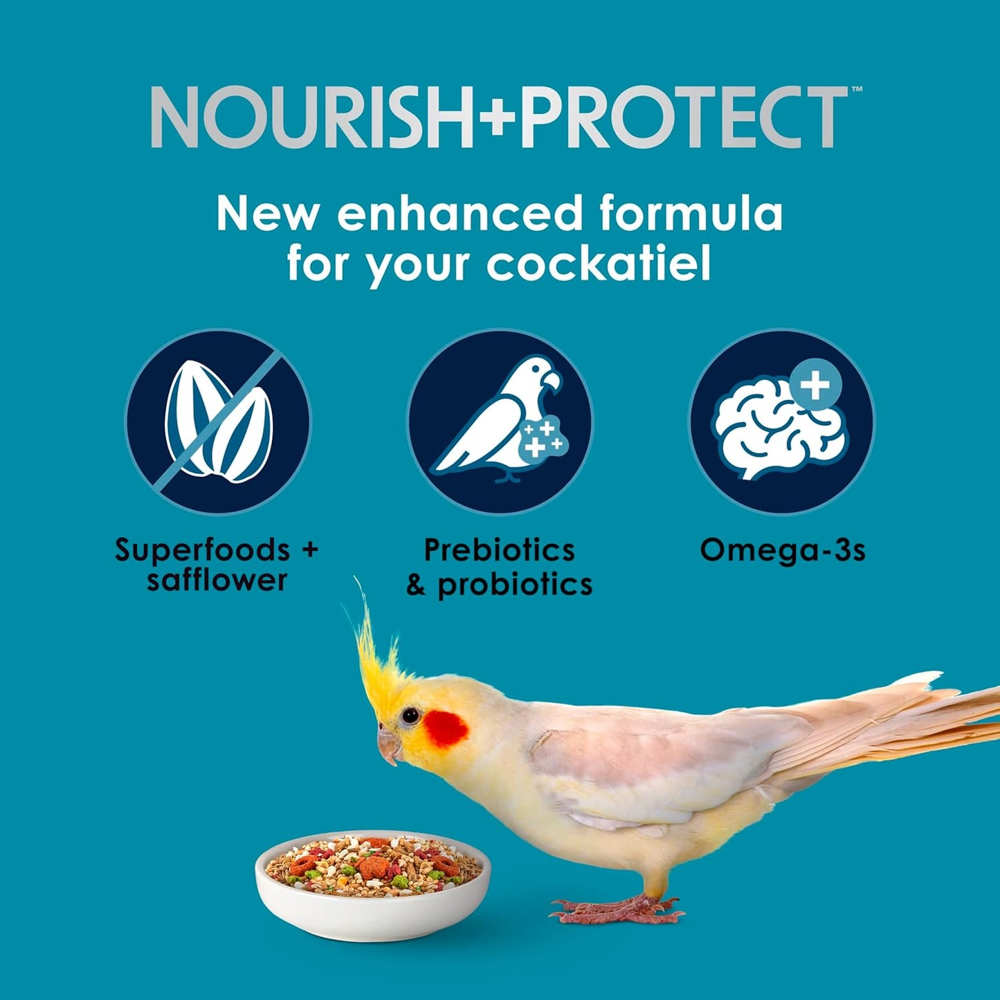Kaytee Forti-Diet Pro Health+Safflower Nourish+Protect Cockatiel Food, Supports Breeding and Molting, Nutrition Backed by Science, Digestive and Brain Health, 4 pounds