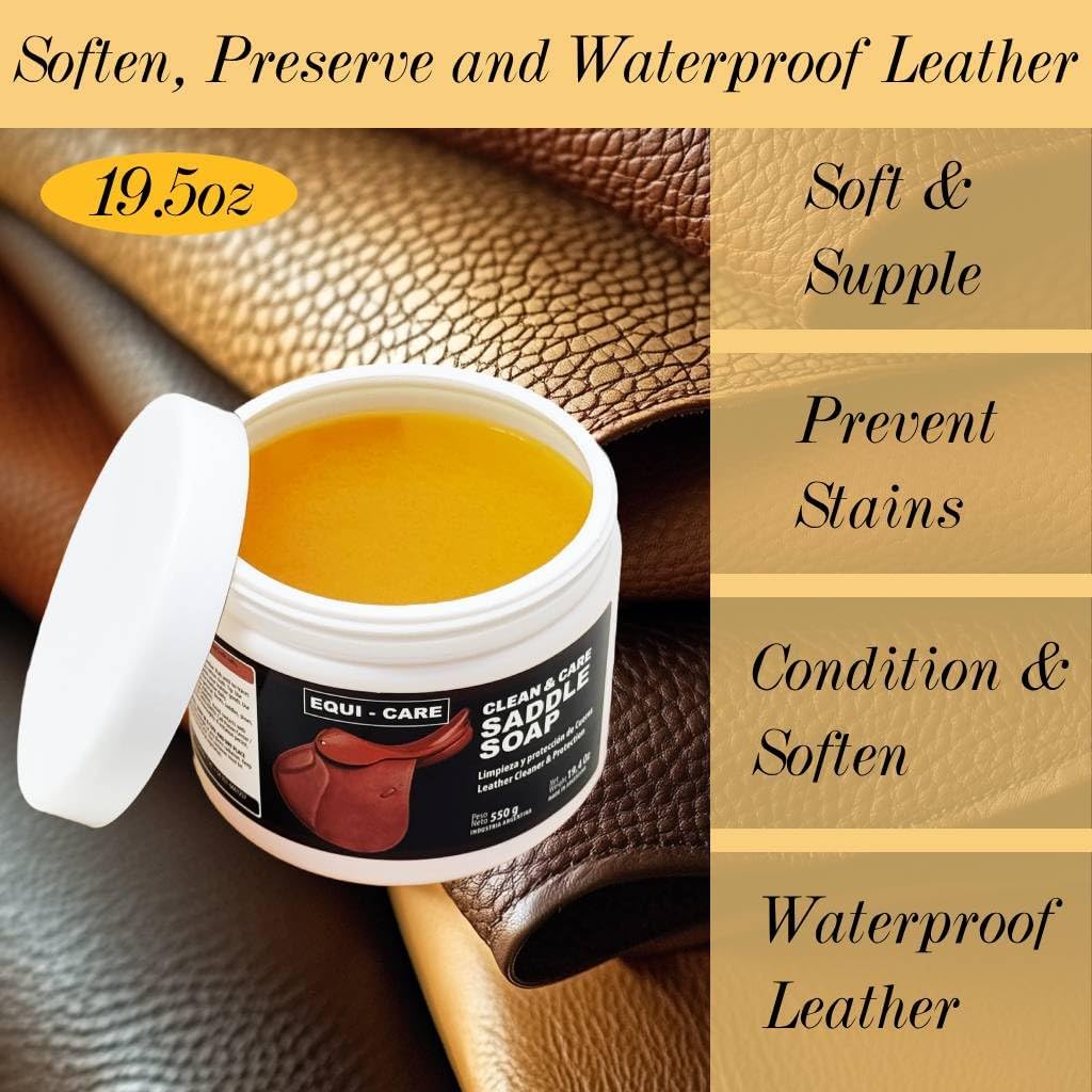 EQUI - CARE: Clean & Care Saddle Soap, Glycerin-Based soap with Added Moisturizers Designed to Clean and Condition Leather. Keep Your Leather tack and Equipment in top Condition.