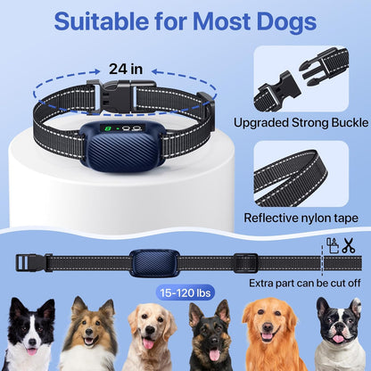 Dog Bark Collar, Automatic Bark Collar with 8 Sensitivity, Rechargeable Anti Barking Collar with 3 Training Modes Beep Vibration，Waterproof Smart No Bark Collar for Large Medium Dogs-P4