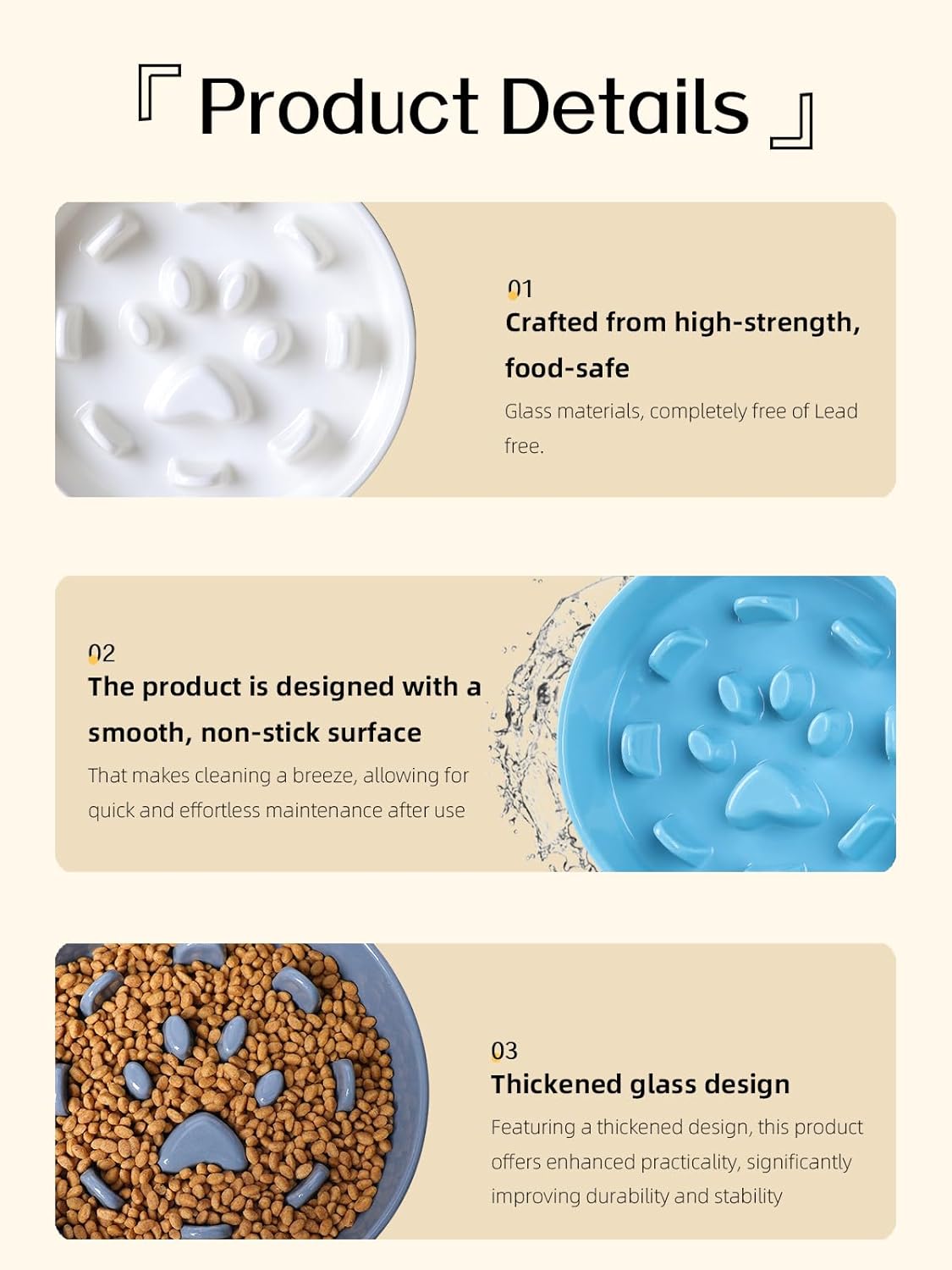 Dog Slow Feeder Bowl, Round Ceramic Pet Food Bowl for Medium Breed, Fun Raised Dog Bowls to Slow Down Eating (Grey, M-1.3 Cups)