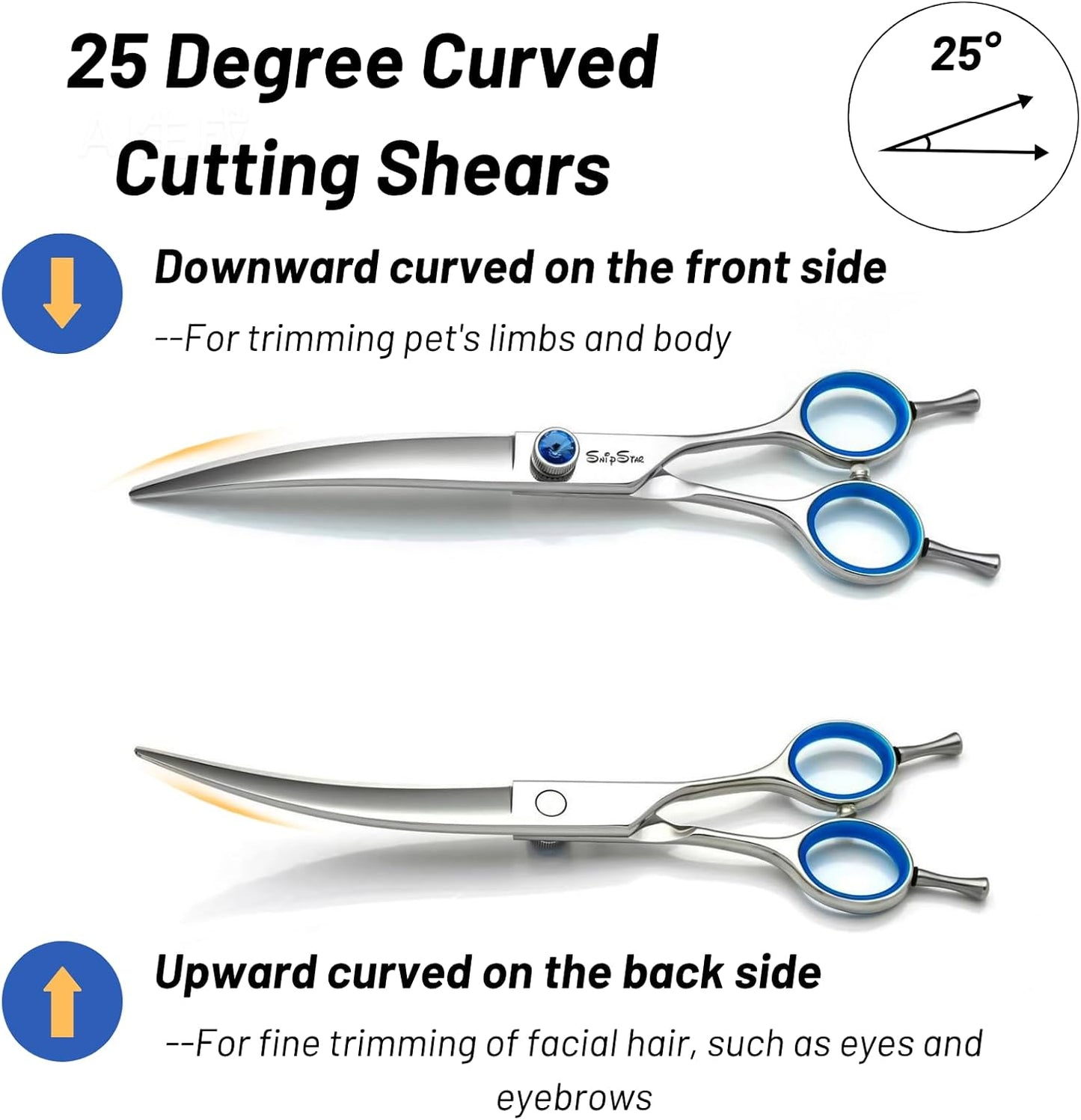 7.5in 25° Curved & Chunker Professional Dog Grooming Scissors Set, 24 Teeth Thinning Shears for Dog Grooming, VG10 Steel Sharp, Pet Trimming Shears for Dogs Cats Groomer, Ergonomic with CNC Screw