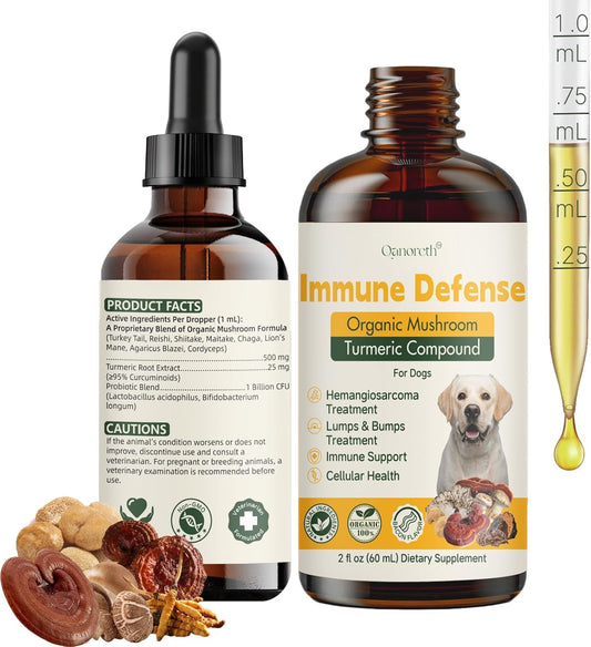Natural Dog Lumps & Bumps Treatment- Lipoma Treatment for Dogs - Digestive, Cellular, Immune Health Support - Organic 8 Mushroom Supplement Blend, Probiotic & Antioxidants with Turkey Tail Mushroom
