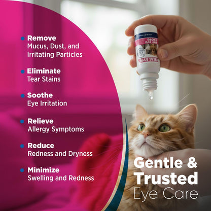 Heal Eyes Daily Eye Care Drops 1 fl oz (30 ml) for Cats, Dogs, Birds & Horses – Gentle Tear Stain Remover, Soothing Eye Cleaner, Alcohol-Free & Vet-Formulated