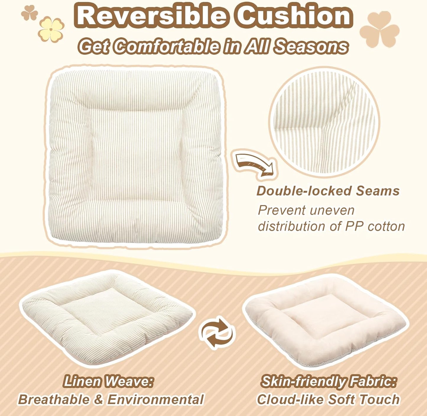 Jiupety Indoor Dog House with Frame, Cute Dog Tent Bed with Cover Cave, Breathable, Washable, and Foldable House, Suitable for 10-20 Lb Puppy and Cats, Medium (17"×17"×17"), Beige