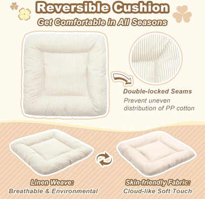 Jiupety Indoor Dog House with Frame, Cute Dog Tent Bed with Cover Cave, Breathable, Washable, and Foldable House, Suitable for 10-20 Lb Puppy and Cats, Medium (17"×17"×17"), Beige