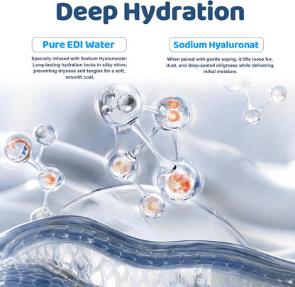 Concentrated Waterless Shampoo with Grey Grooming Glove, No-Rinse & Lick-Safe Essence for Steam Brushes, Gentle Care for Cats/Kittens/Seniors, Manage Shedding & Freshness