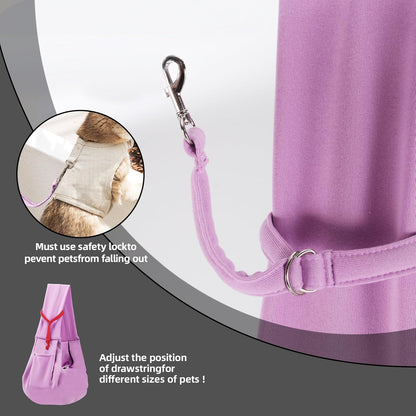 Dog Carrier Sling - Reversible Puppy Carrier Purse with Storage Pocket, Hand-Free Dog Sling Carrier for Carry Small Dogs and Cats, Travel Safety Harness, Dog and Cat Harness (Purple)
