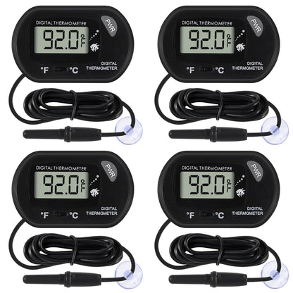 4Pcs Aquarium Thermometer Fish Tank Thermometer Reptile Fahrenheit Terrarium Water Temperature Indicator Test Digital with LCD Display Fahrenheit/Celsius