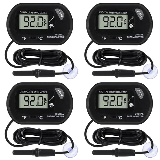 4Pcs Aquarium Thermometer Fish Tank Thermometer Reptile Fahrenheit Terrarium Water Temperature Indicator Test Digital with LCD Display Fahrenheit/Celsius