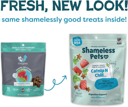 Shameless Pets Crunchy Cat Treats - Catnip Treats for Cats with Digestive Support, Kitten Treats with Real Ingredients, Natural & Healthy Flavored Feline Snacks - Fintastic Catnip, 1-Pk (Pack of 2)