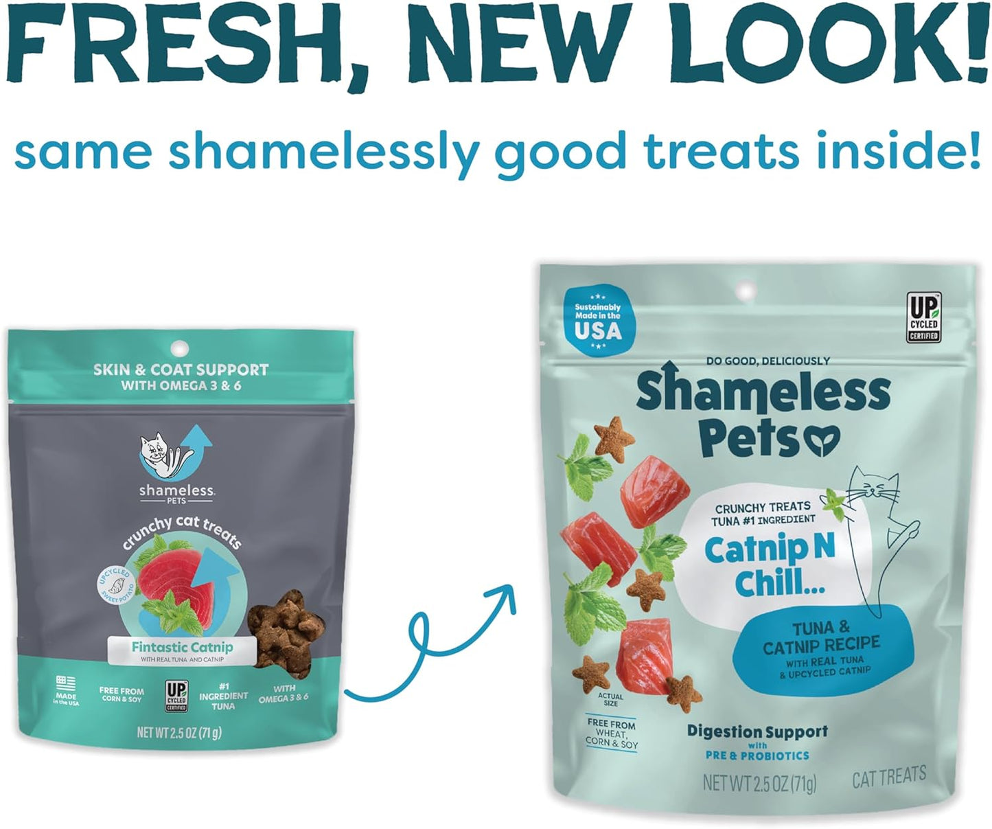 Shameless Pets Crunchy Cat Treats - Catnip Treats for Cats with Digestive Support, Kitten Treats with Real Ingredients, Natural & Healthy Flavored Feline Snacks - Fintastic Catnip, 1-Pk (Pack of 2)