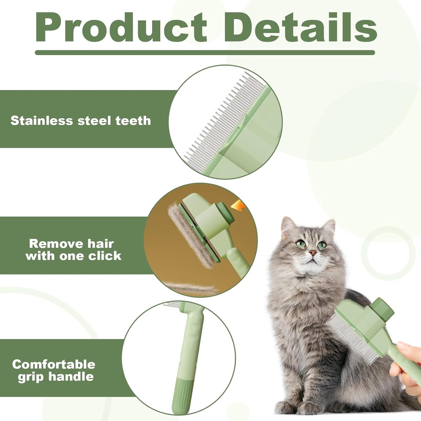 2 Pcs Cat Comb,Flea Comb For Cats,Self-Cleaning Flea For Dogs,Brush For Cats,With Long & Short Stainless Steel Metal Teeth For Shedding And Tangles For Dogs And,Comfort And Safety