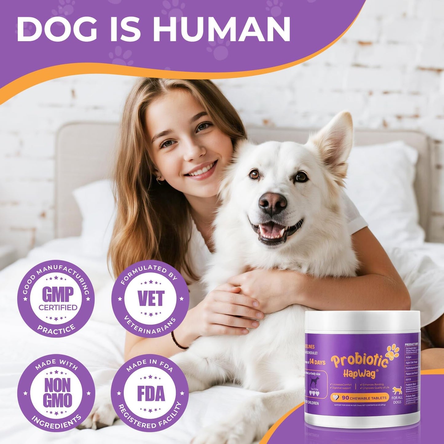 Probiotics for All Breeds and Ages Dogs, Support Gut Digestive Health, Anti Diarrhea, Constipation Relief, No More Allergies, Dog Supplements - Pork Flavor - 90 Soft Chews