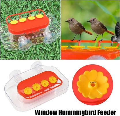Bird Feeder, Window Hummingbird Feeder with 4 Feeding Ports Strong Suction Cups Hanging Garden Bird Water Drinker Bottle for Outdoors,for Garden(D)