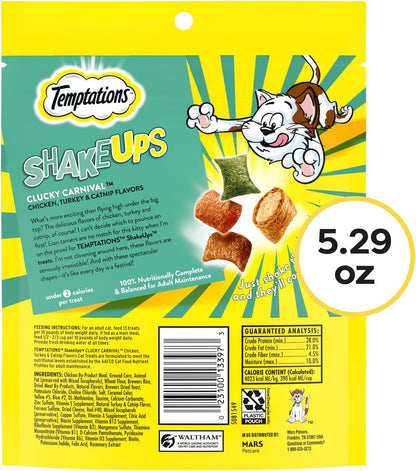 Temptations ShakeUps Crunchy and Soft Cat Treats, Clucky Carnival Flavor, 5.29 oz. Pouch
