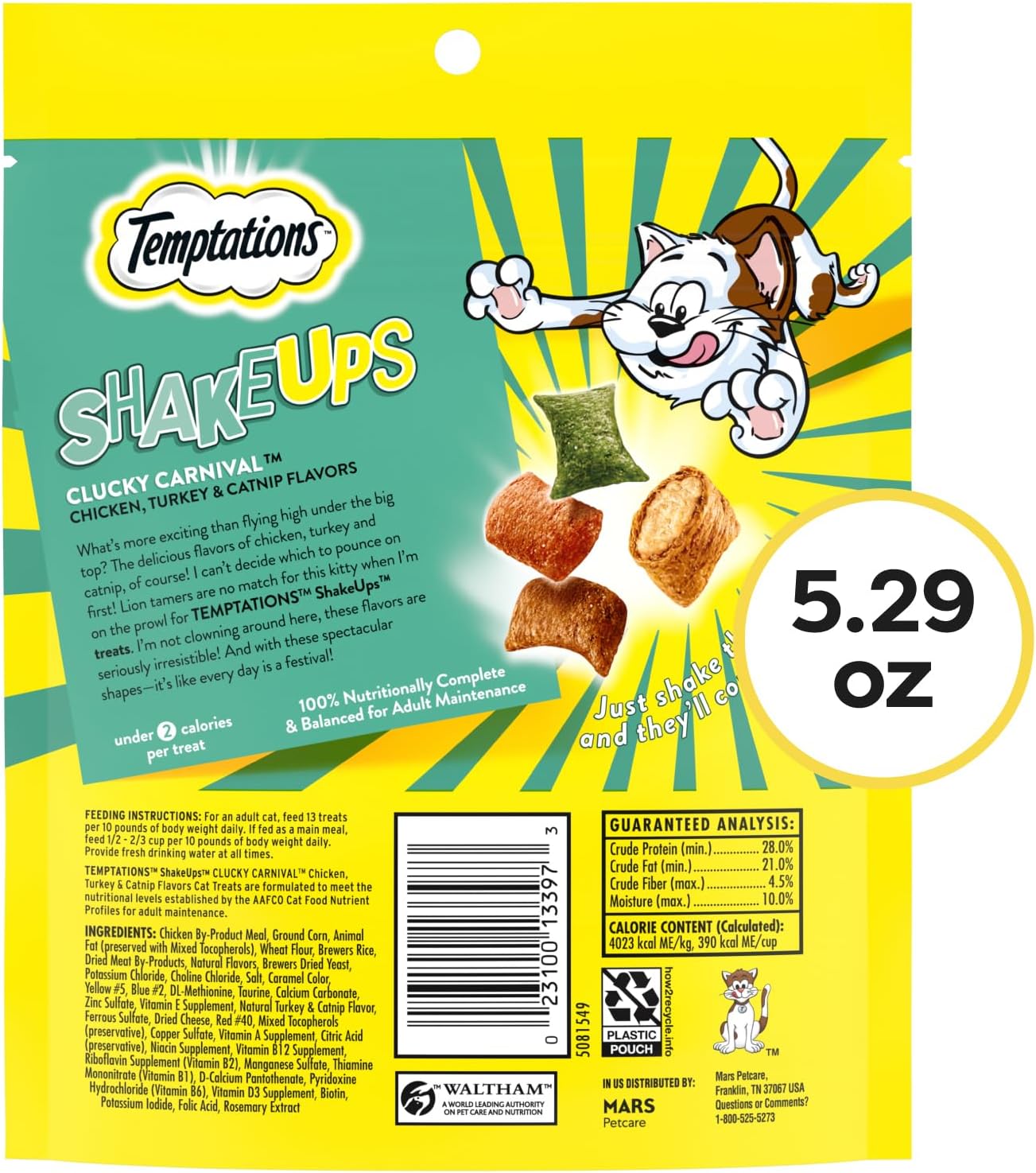 Temptations ShakeUps Crunchy and Soft Cat Treats, Clucky Carnival Flavor, 5.29 oz. Pouch
