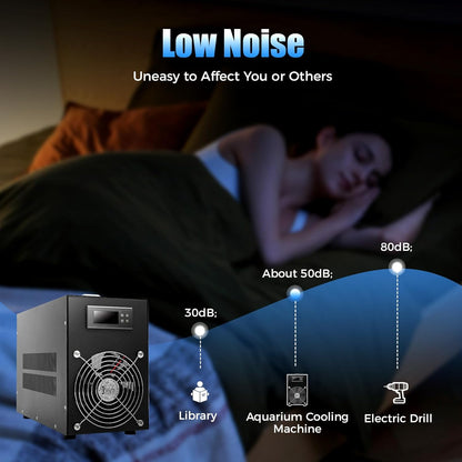 60L/15.85Gal Aquarium Chiller, 200W 110V Water Inline Chiller Cooling Machine with Temperature Probe Line, Fish Tank Cooler for Axolotl Coral Jellyfish