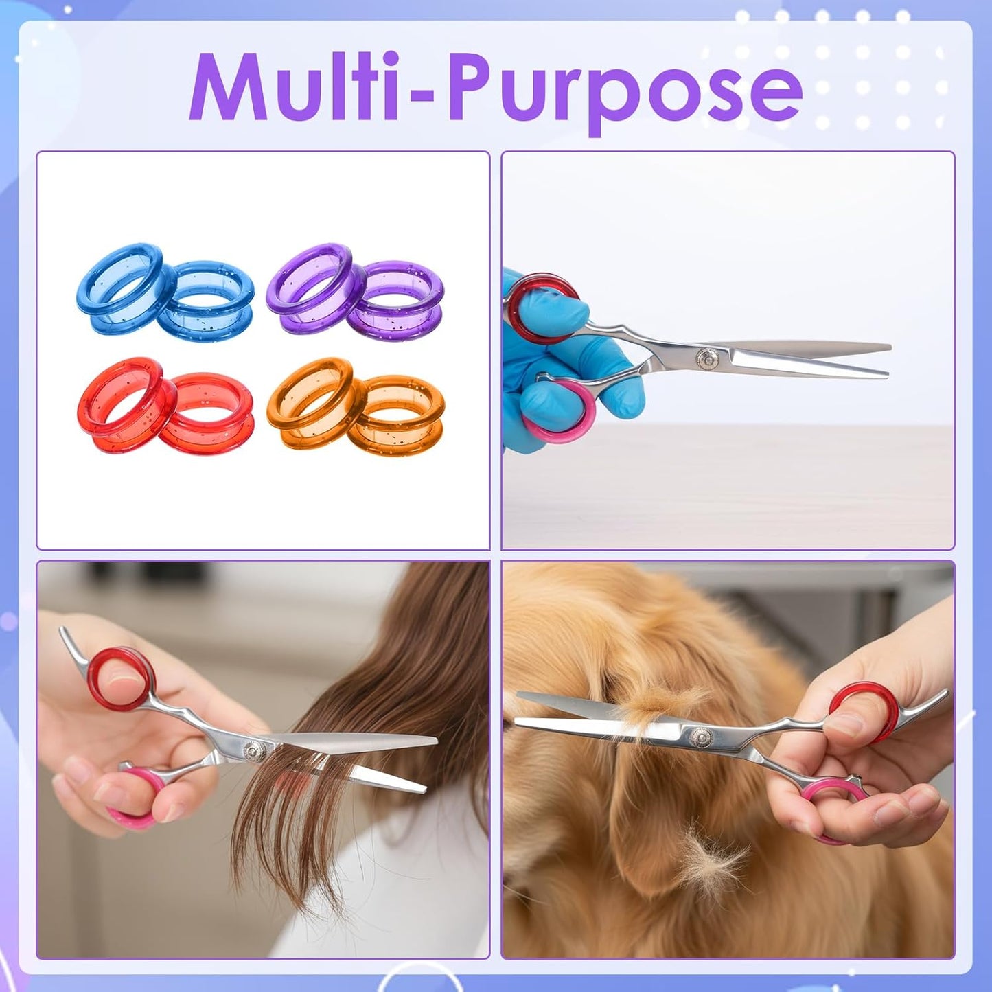 Silicone Scissors Finger Rings, 20 Pcs Soft Scissor Thumb Insert Finger Protection Ring for Pet Grooming Scissor Accessories Dog Grooming Shear Fingers Ring Inserts for Dog Hair Cutting