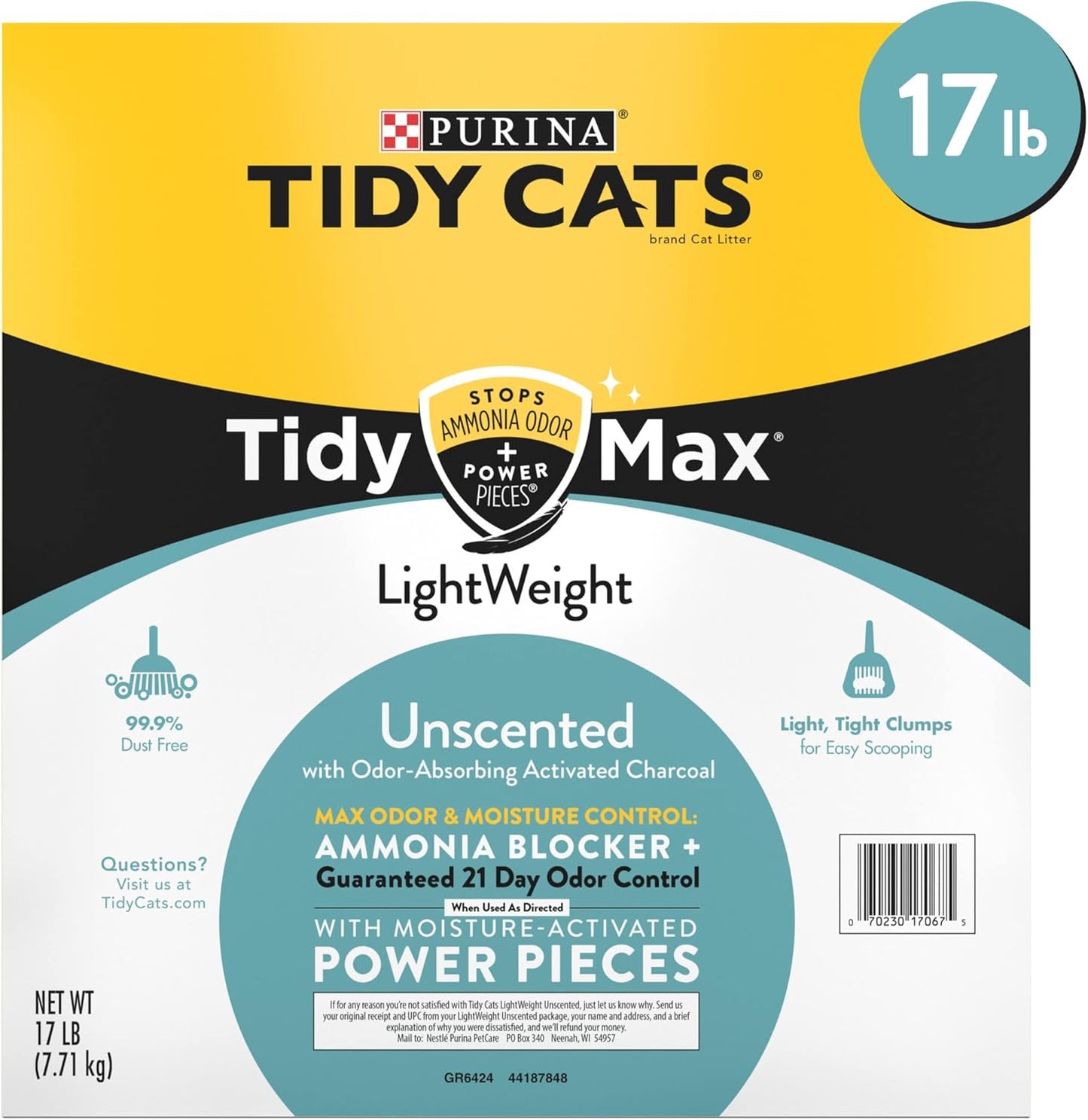 Tidy Cats Tidy Max Lightweight Unscented Cat Litter Clumping Formula - 17 lb. Box