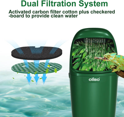 OIIBO Reptile Water Fountain Chameleon Water Dripper, Reptile Water Dispenser with 800ml Large Capacity, Terrarium Waterfall Drinking Fountain for Bearded Dragon Gecko Lizard