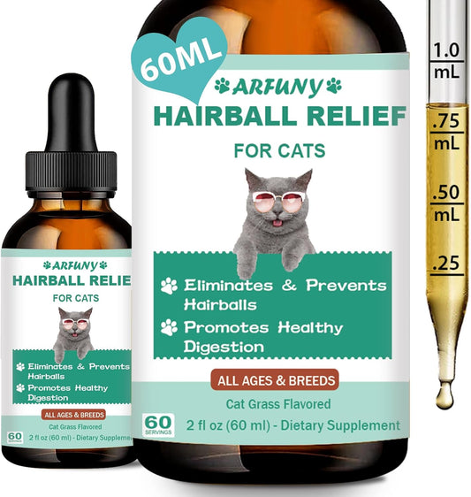 Hairball Treatment for Cats - Cat Hairball Remedy - with Natural Ingredients & Vitamins - Kitten Furball Treatment - Supports Skin & Coat, Digestion - Cat Grass Flavor