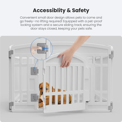 NEWBULIG Dog Playpen 4-Panel, 24IN Puppy Playpen, Stable Dog Play Pen Indoors/Outdoor with Secure Locking Door, Plastic Pet Fence for Small & Medium Dogs