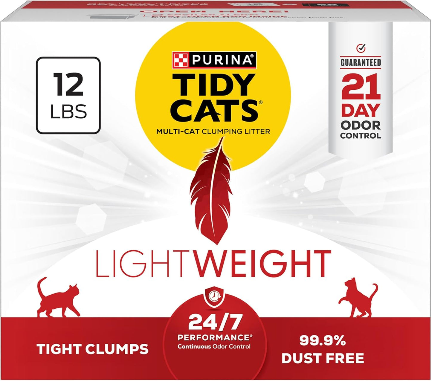 Purina Tidy Cats Lightweight, Low Dust, Clumping Cat Litter Odor Control 24/7 Performance Multi Cat Litter - 12 lb. Box