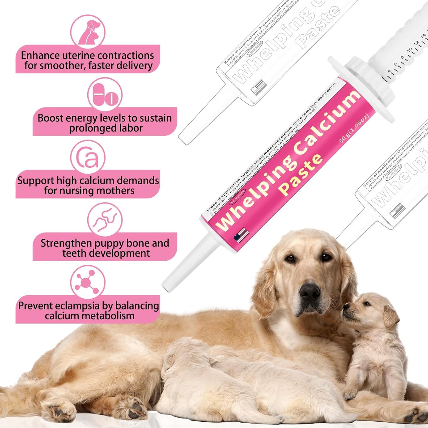 4 in 1 Whelping Kit for Dogs - Whelping Calcium Paste, Probiotic Paste, Fading Puppy Support & Puppy Milk Replacer - Essential Dog Whelping Supplies for Safe Delivery, Strong Puppies & Nursing Support