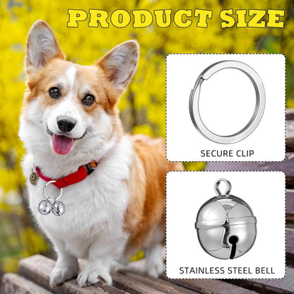 Abbylike 6 Pack Dog Stainless Steel Collar Bells - Extra Loud Pet Tracker Training Bells for Dog & Cat Safety & Tracking, Fits Small Medium Large Pets
