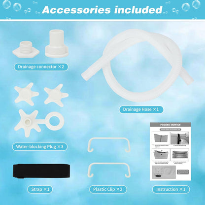 YUEPET Extra Large Foldable Dog Bath Tub for Large Dogs, 49 Gal Portable Dog Bathtub Lightweight Hightened Pet Wash Station with Drain Plug for Big Dogs Indoor/Outdoor Bathing, Camping (Blue)