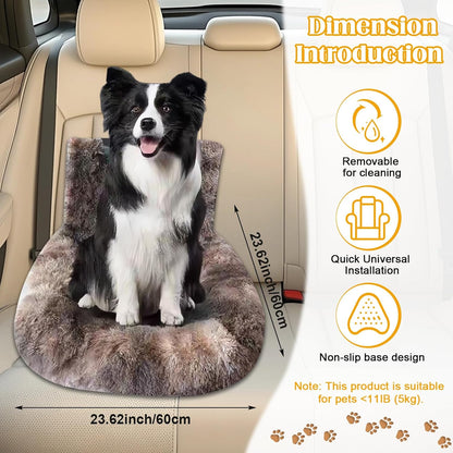 Car Seat Dog with Safety Straps,Fluffy Safety Pet Seat,Removable and Easy to Clean Protects from Dirt (Dark Coffee, 23 * 23in)
