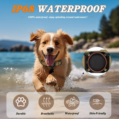 Dog Collar with Airtag Holder, Airtag Dog Collar IP68 Waterproof with Control Handle and Metal Buckle, Military Tactical Air Tag Dog Collar Holder for Medium Large Dogs(Brown, M)