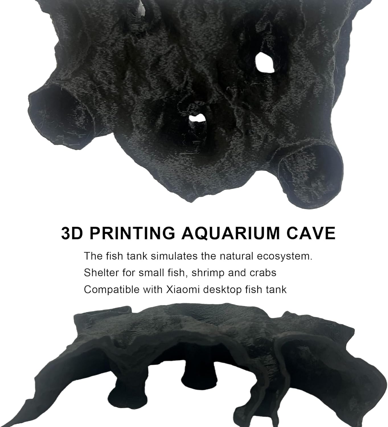 LIYAOLI Aquarium Ornaments Cave Tunnel with Viewing Ports | Fish Tank Decoration Hideout for Pleco, Shrimp & Corydoras | Substrate-Friendly Design & Sinking Base