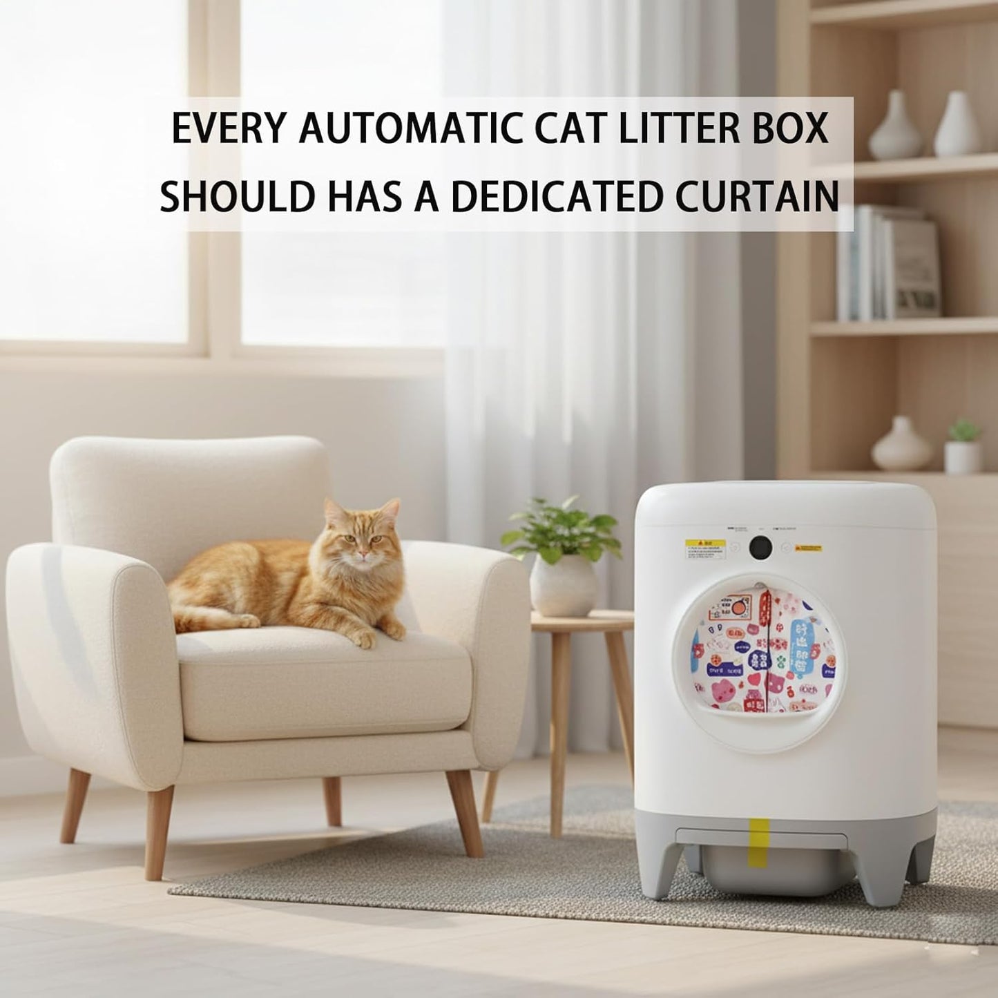 Curtain for Self Cleaning Cat Litter Box, Self-Cleaning Litter Box Curtain,Odor Blocker & Litter Scatter Shield for Cats,Easy Install, Universal Fit for Elliptical Openings (Red)