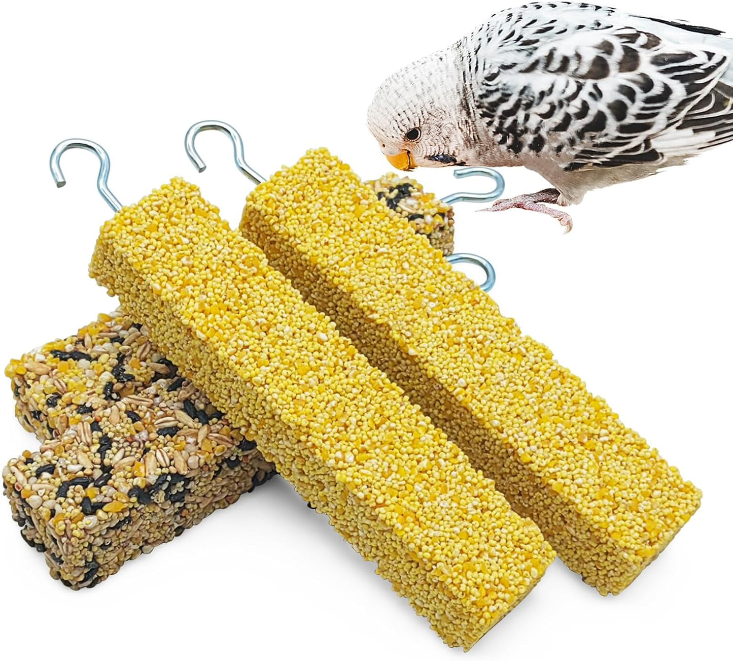 Fhiny 4 PCS Parakeet Treats Natural Cockatiel Food Grain & Millet Flavored Parrot Snack Sticks Bird Treats for Budgerigars Lovebirds Canaries Conurus Finches