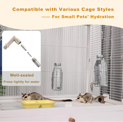 Guinea Pig & Rabbit Water Bottle, 350ml No-Drip Chew-Proof Glass Dispenser with Stainless Steel Nozzle for Hamster, Squirrel, Bird, Guinea Pig Cage (350-S)