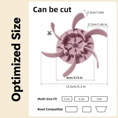 Slow Feeder Insert for 4.5"-7" Dog Bowl, Cuttable Silicone Maze with Suction Cups, Anti-Gulping Slow Eating Mat, Dishwasher Safe (Pink)