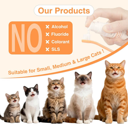 Enzymatic Cat Toothpaste Kit – Roast Chicken Flavor Dental Care for Cats & Kittens | Fights Plaque, Tartar & Bad Breath | Includes Toothbrush & Finger Brush, 1.06 oz