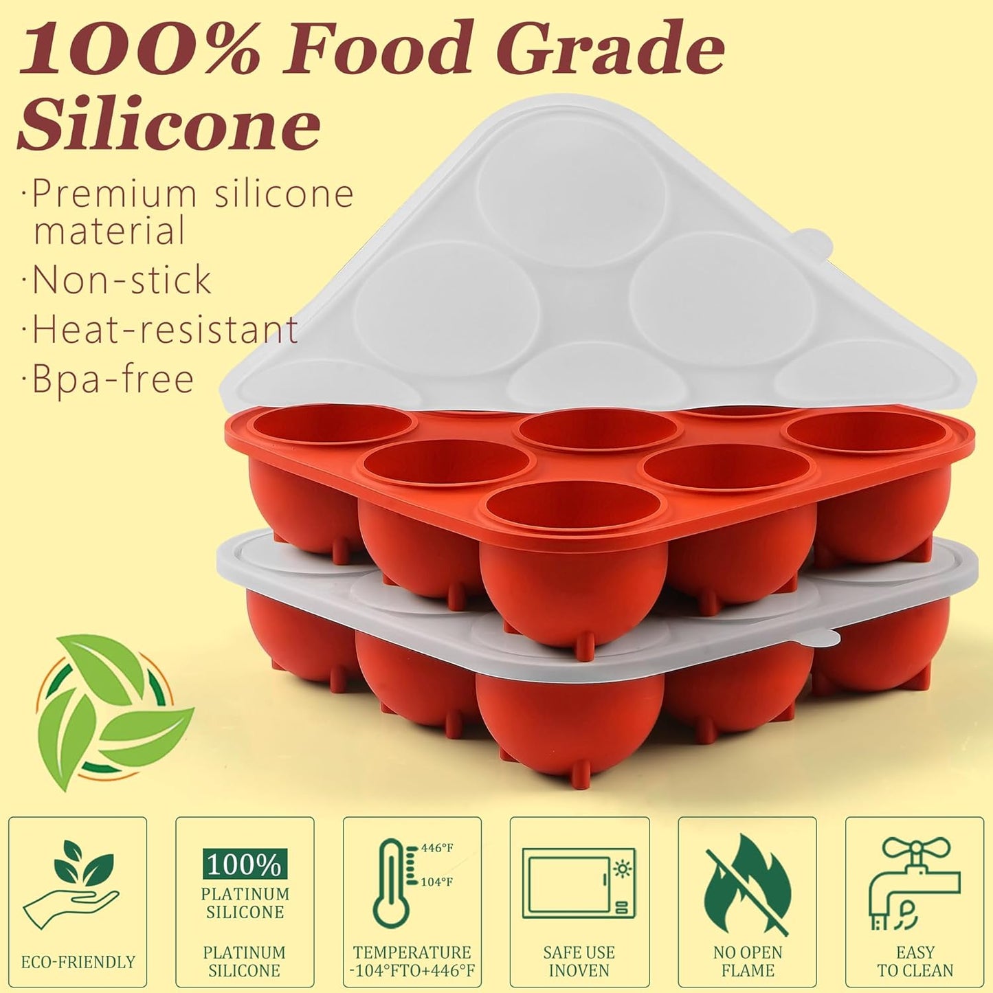 9-Cavity Silicone Frozen Dog Treat Mold with Lid for Woof Pupsicle & Power Chewer Pupsicle Large 25-75lbs,Reusable Frozen Dog Treat Tray Mold for Pupsicle Toy