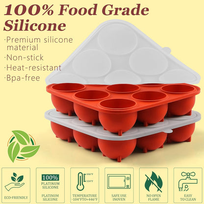 9-Cavity Silicone Frozen Dog Treat Mold with Lid for Woof Pupsicle & Power Chewer Pupsicle Large 25-75lbs,Reusable Frozen Dog Treat Tray Mold for Pupsicle Toy