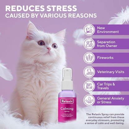 Calming Pheromone Spray & Scratch Repellent for Cats - Reduces Scratching Furniture, Pee - During Travel, Fireworks, Thunder, Vet Zone - Helps with Stress, Fighting, Hiding (1 pack 1.7 oz)