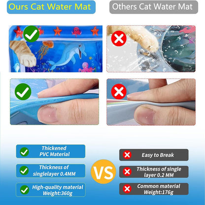 2 Packs Thickened Water Sensor Play Mat for Cats,Cat Cooling Pad Keep Your Pets Cool in The Summer,Cats Water Play Mat with Fish for Pet Play,Cat Water Mat Toy for Kids,Pets(Dolphin Design)