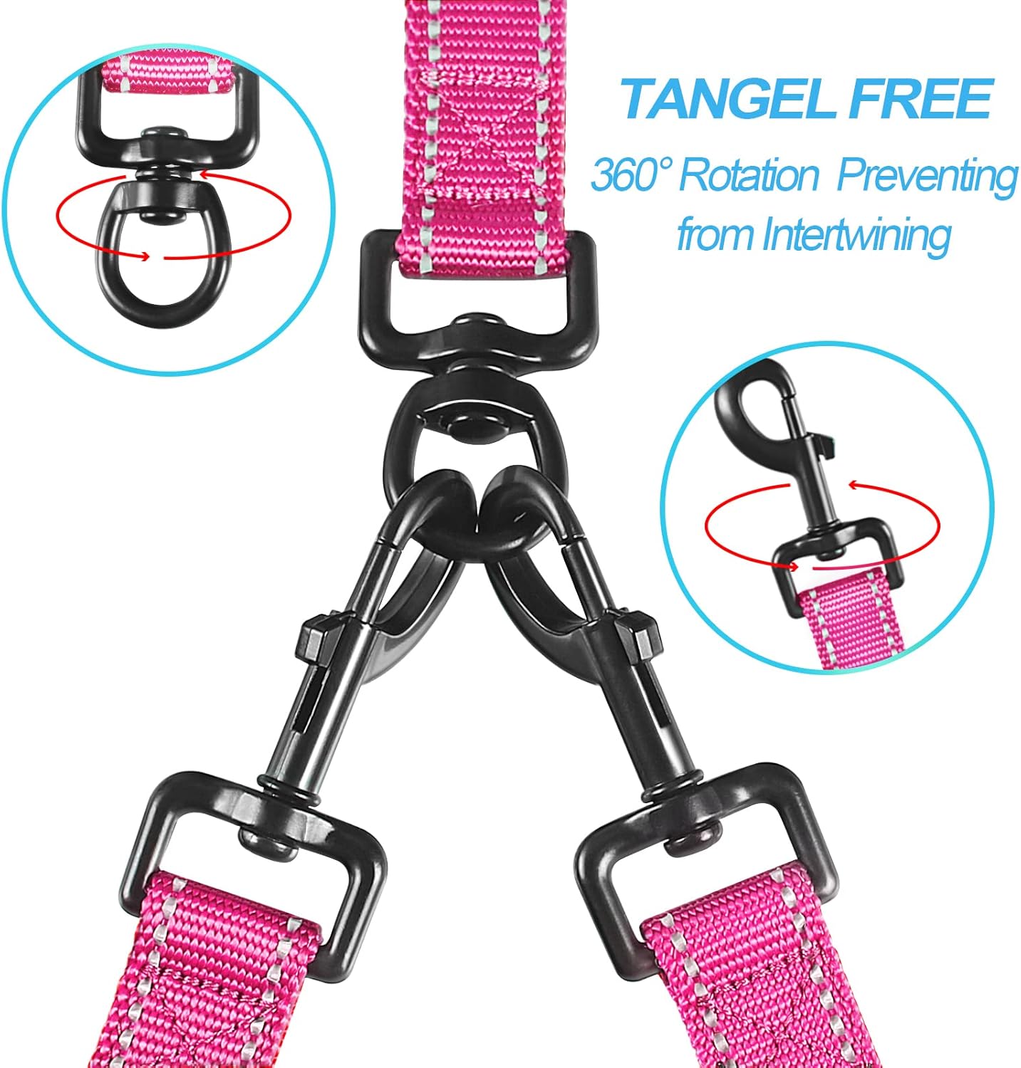 PetBonus No Tangle Double Dog Leash and Dog Seat Belt for Car