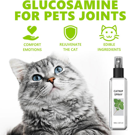 Catnip Spray for Cats, Highly Potent for Energizing Play & Toy Renewal, Calming Stress Relief for Indoor Cats, 100% Natural Dual-Plant Formula for Cats & Kittens, Mess-Free Herbal Formula (100 ml)