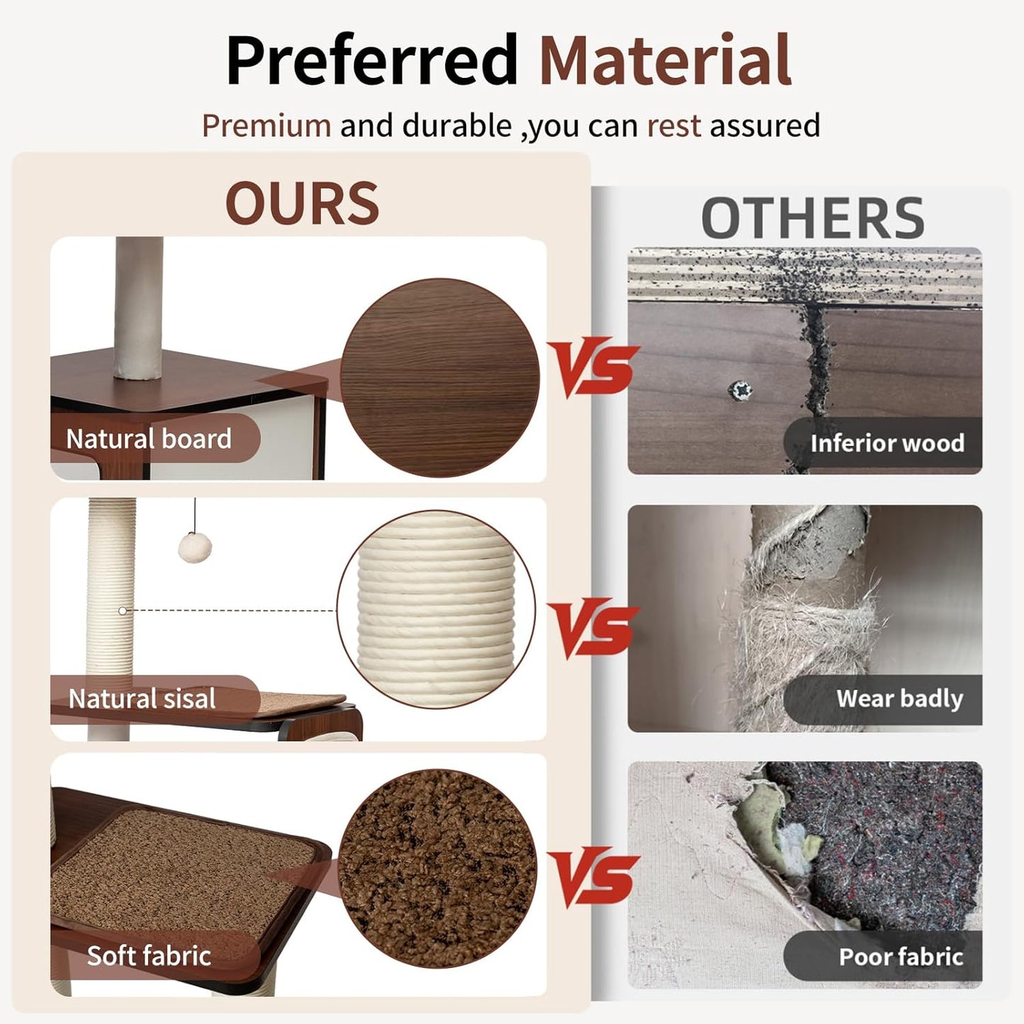 Cat Tree Tower for Small Cats, 41 Inch Wooden Multi-Level Cat Condo with Sisal Scratching Posts - Stable Activity Center, Plush Perch & Hanging Ball Toy