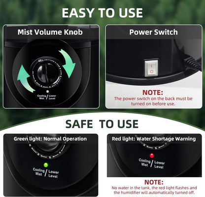 Coospider 3.8L Reptile Fogger Mister, Quiet Reptile Humidifier for Reptiles Tank, Terrarium Humidifiers with Extended Tube, Automatic Reptile Misting System for Reptiles Amphibians Herps Vivarium