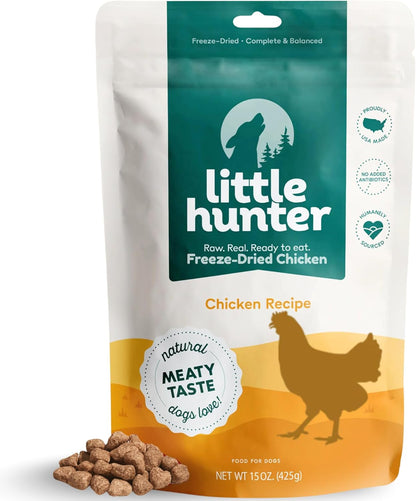 Little Hunter Freeze Dried Chicken Dog Food Fresh & Raw | Organic Fruits & Veggies, Picky Eater-Approved Limited Ingredient | High Protein, Small Batch, Grain Free, 15 oz