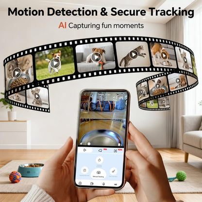 Automatic Cat Feeder with Camera, HD 3K Video with Night Vision, 5G/2.4G WiFi with 2-Way Audio, Auto Feeding Schedule, Detachable Washable Parts, Black